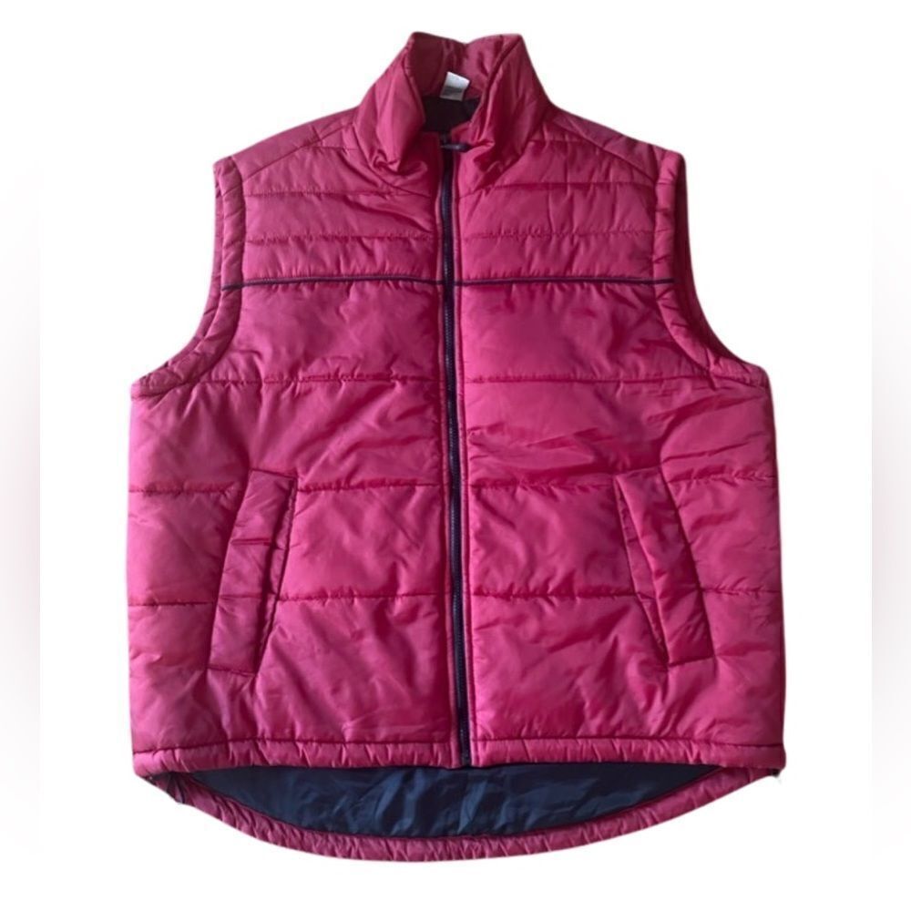 Men's Zip Up Red Puff Jacket Vest - Size Large
